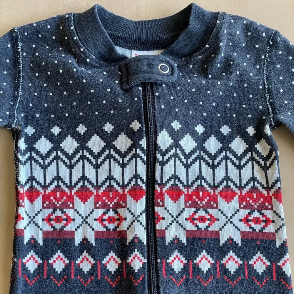 Hanna Andersson Baby Zip Sleeper, Heritage Fairisle‎ In Black - Sz 6-12 Months